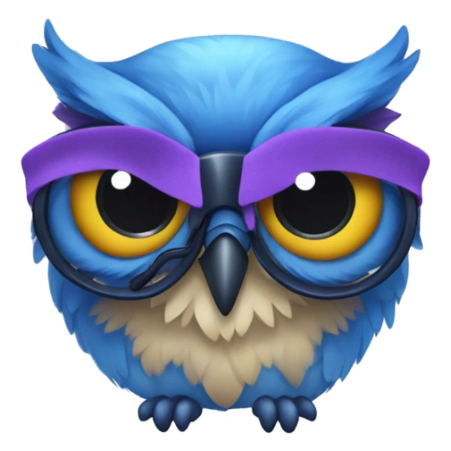 purple and blue owl with headset and bowtie sticker