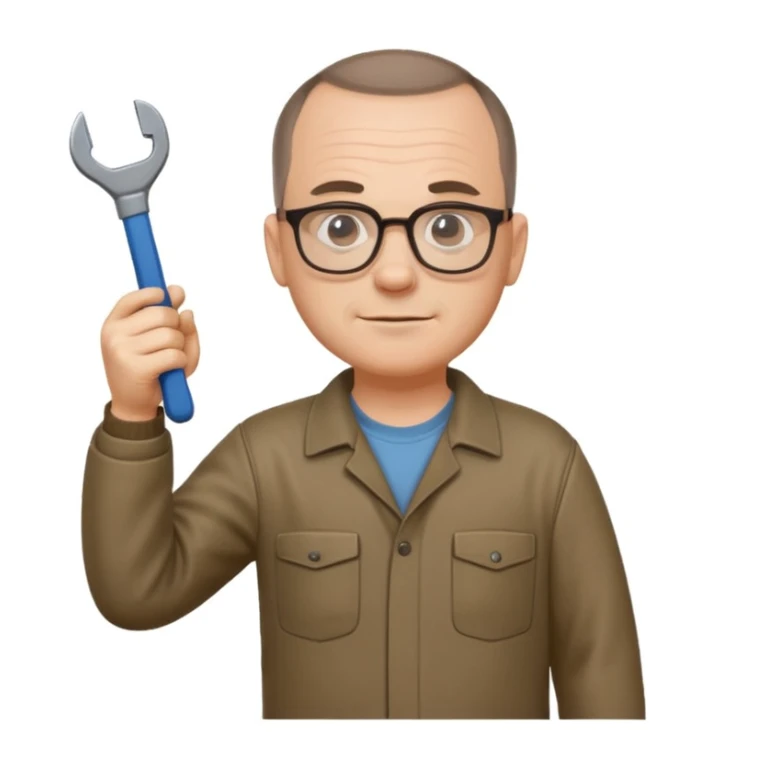 Carl from Sling Blade, full body, waving at a 3/4 angle sticker