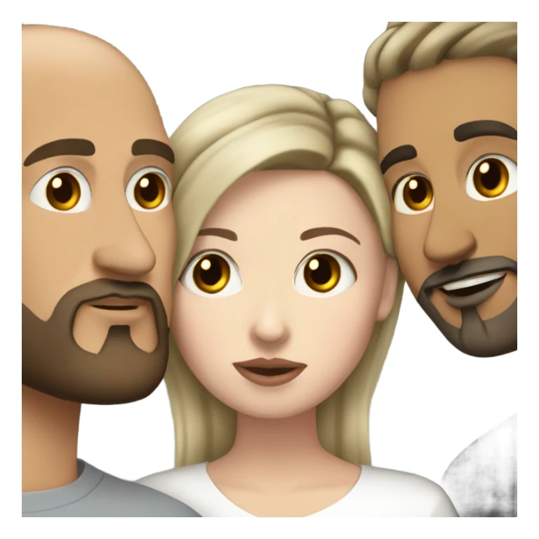 White girl dark hair kissing mixed bald man with beard sticker