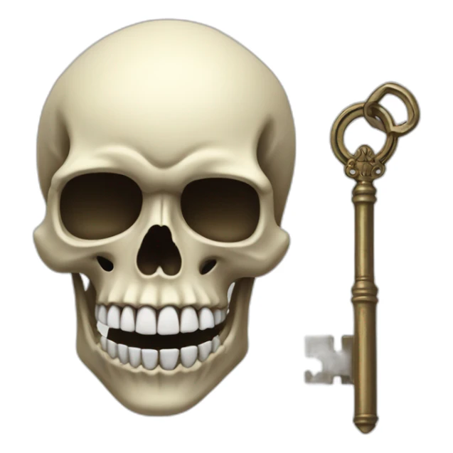 skull with a key in it's mouth sticker