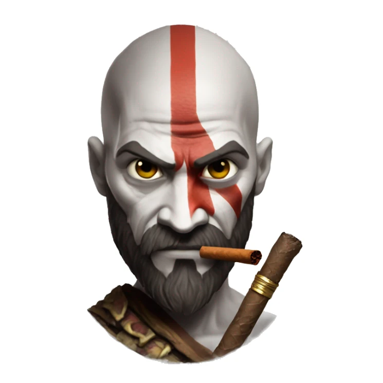 Kratos from god of war smoking a rolled cbd blunt sticker