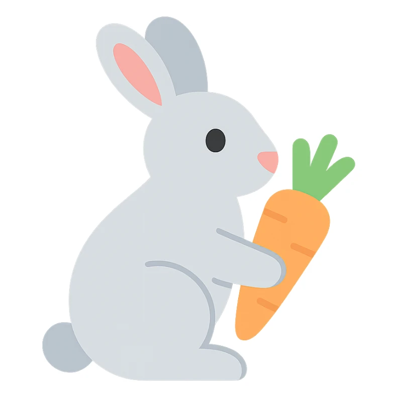 rabbit holding a carrot sticker
