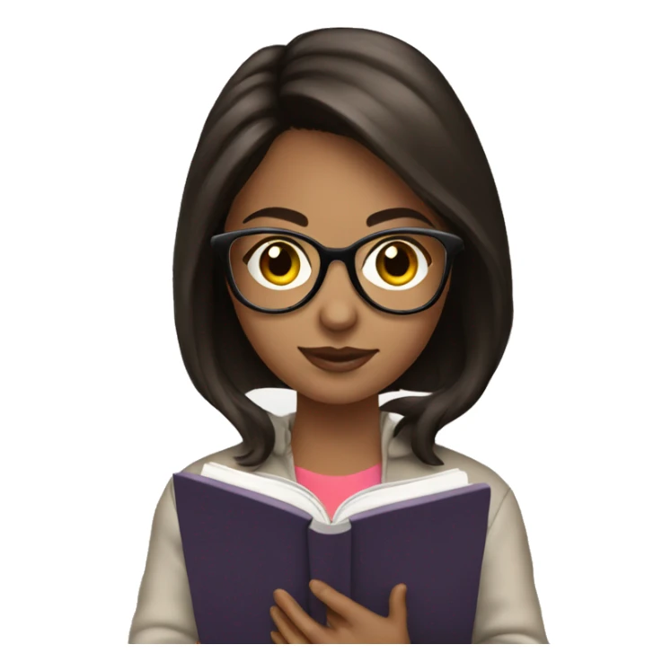 Brunette Girl with glasses reading in KINDLE sticker