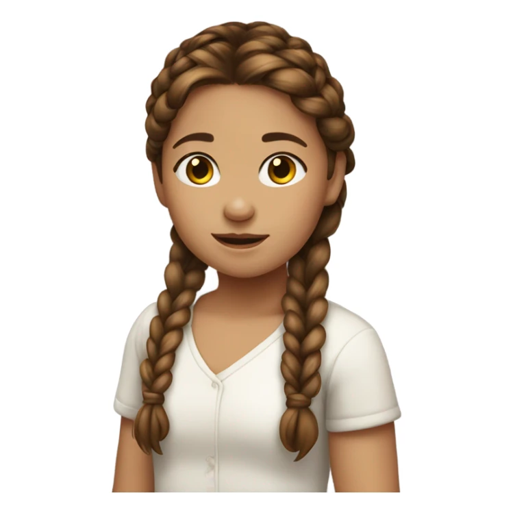 brown haired little girl with braid sticker