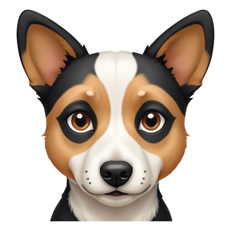 Black and white dog with pointy ears. Shepard and terrier face. mostly black and white. Only tan eyebrows sticker
