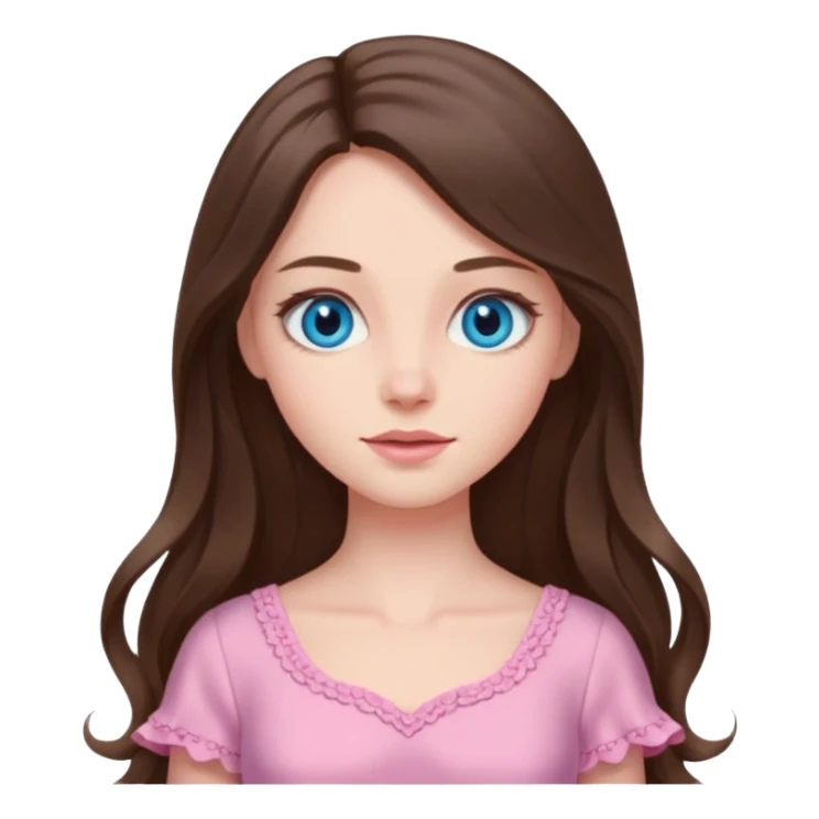 Spring pink goddess long brunette hair blue eyes sticker