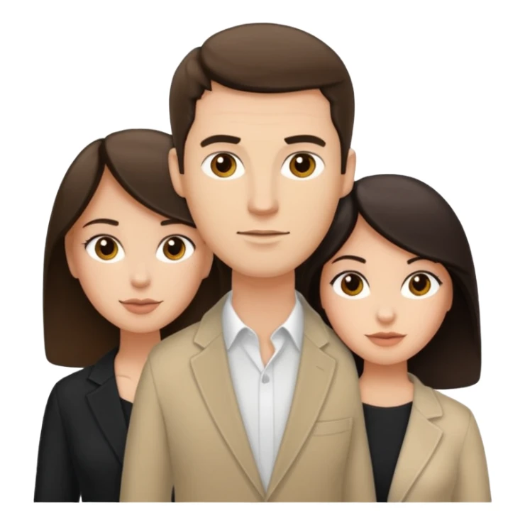 White brunette, American man with two women both are African one is light skin black and one is medium tone black sticker