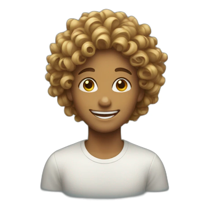 happy face with curly hair sticker