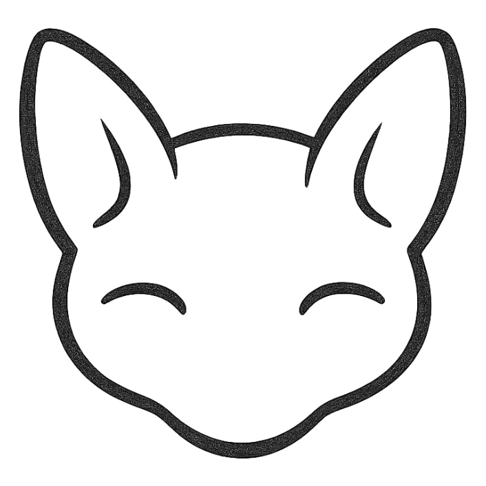 modern minimal vector icon of a sphinx cat face inspired by the cute rounded features of Mew from Pokémon, single tone, no facial features, soft and playful, suitable for an app icon sticker