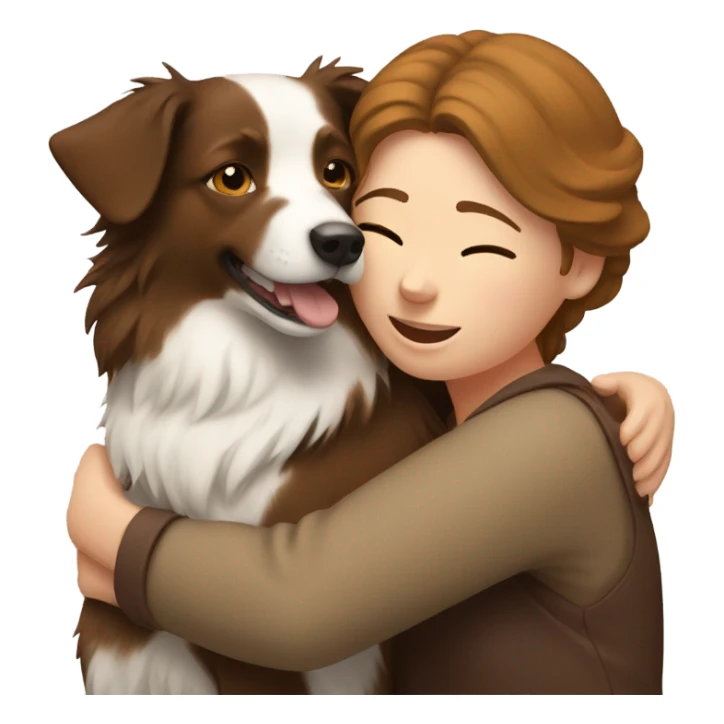 White woman hugs a Brown borde sticker