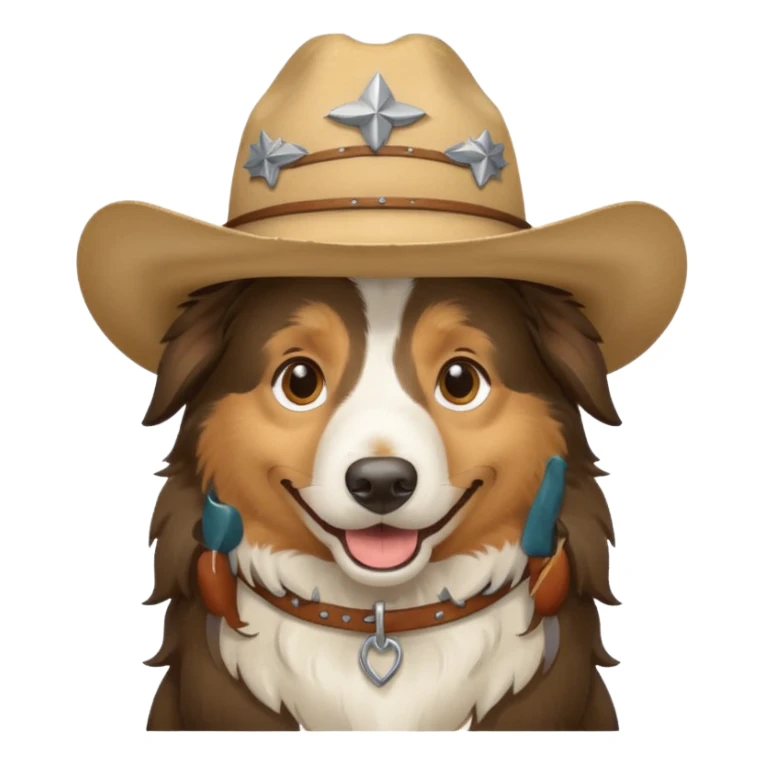 Collie Dog in cowboy hat smiling sticker
