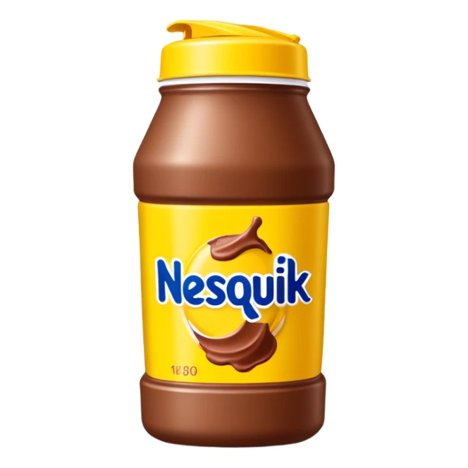 Nesquik chocolate milk powder in its iconic yellow container sticker