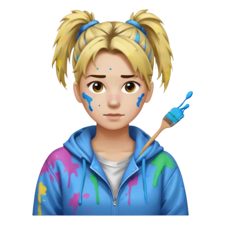 Artist with messy ponytail sticker