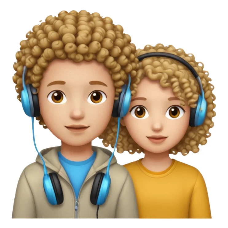 curly haired with headphones in girls and boys sticker