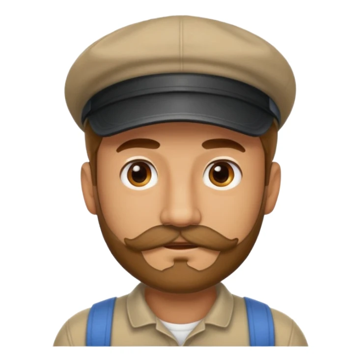 man wearing cap with little beard and moustache sticker