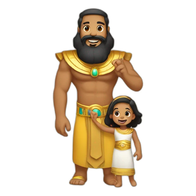 Pharao with beard playing with his 2 year old daughter sticker