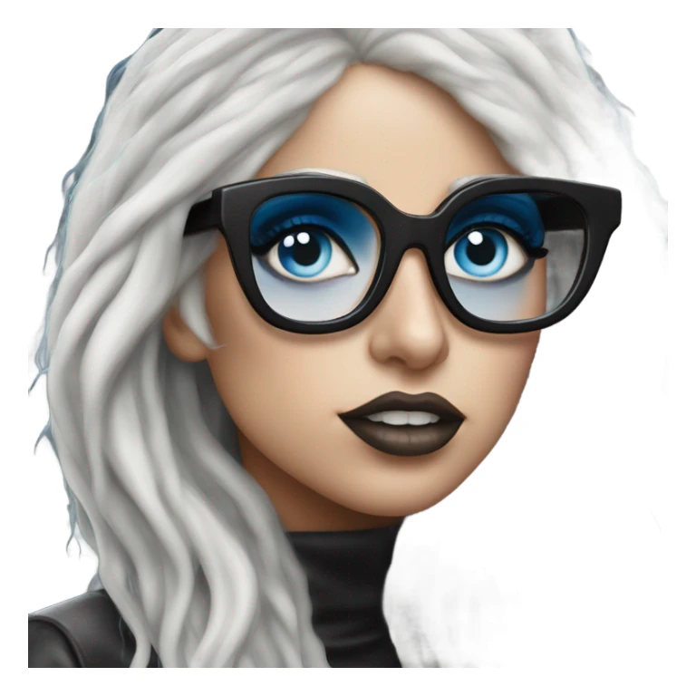 Hyper Realistic lady gaga rain on me blue eyes black glasses  sticker