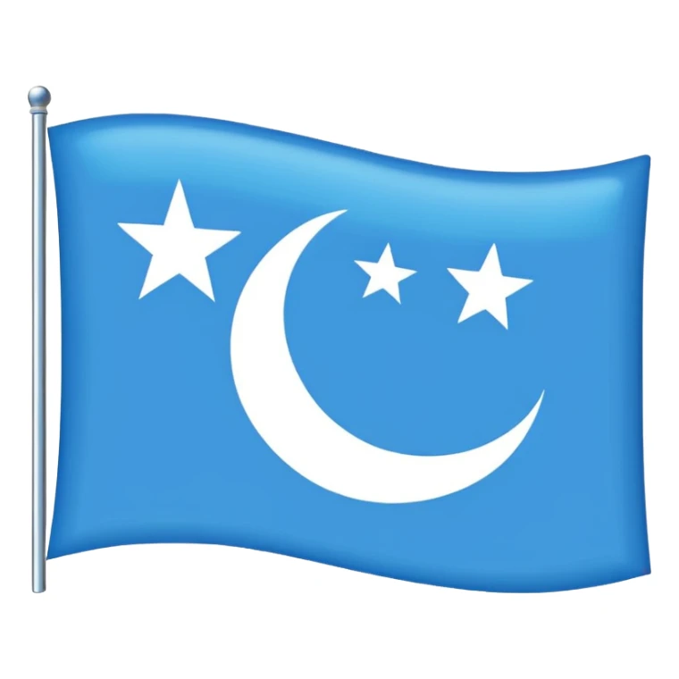 East Turkistan flag emoji-style, bright sky-blue rectangle, white crescent and star in top-left corner, flat, simple, no flagpole, tiny icon.”

 sticker