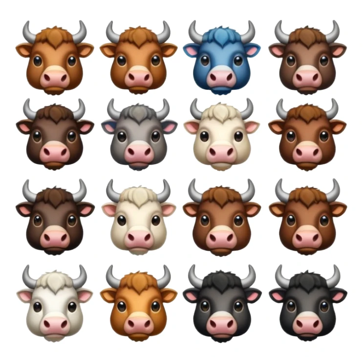 make an image which give a clear context of a cattle/buffalo diffrent  breeds gallery  in this i will showing diffrent diffrent breeds of cattle / buffalo  sticker