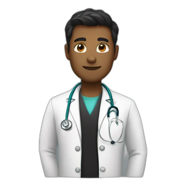 A doctor wearing a jacket black heir sticker