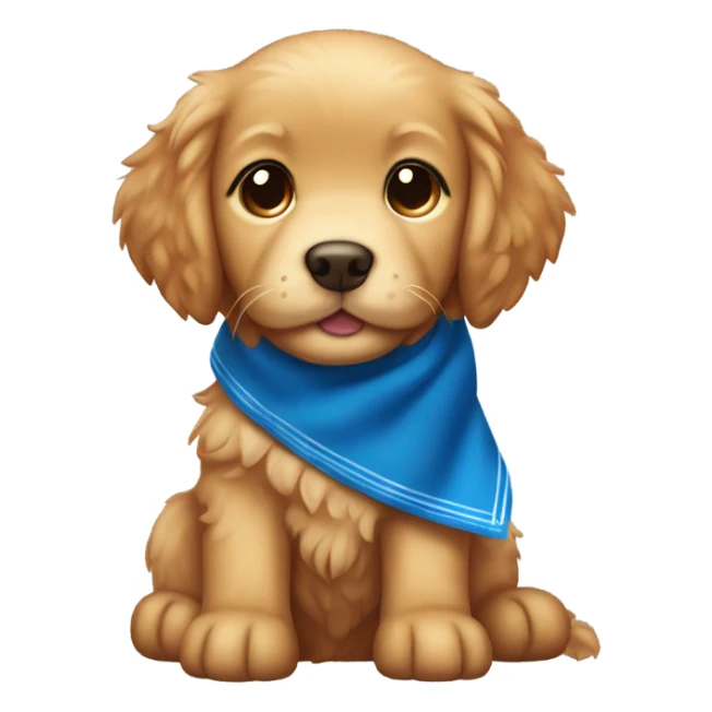 Chibi fluffy ginger retriever puppy with blue neckerchief sticker