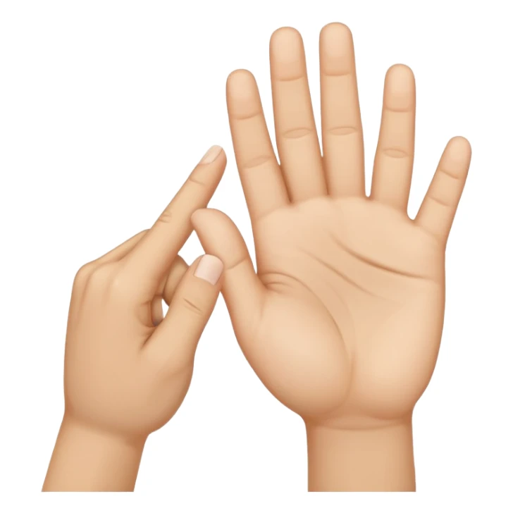 right hand showing the hand symbol for the letter E, fingers bent at the knuckles, thumb across the palm, no text sticker