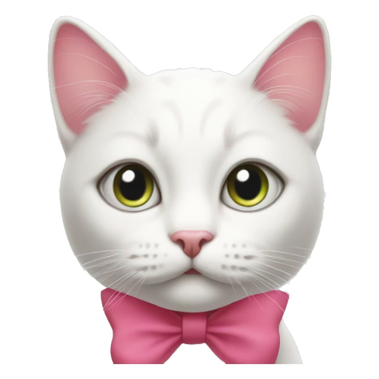 white and red cat with a pink bow on her ear sticker