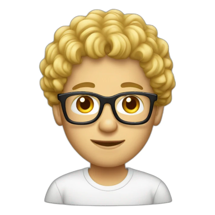 Blond man curly hair glasses t shirt sticker