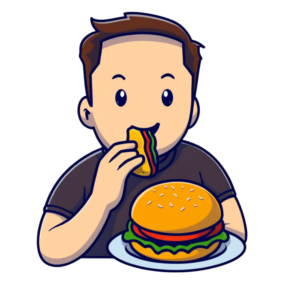 Elon musk eating burger  sticker