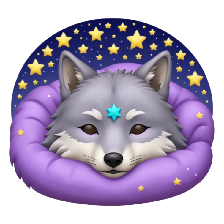 A wolf of winterfell from game of thrones sleeping under lilac stars sticker