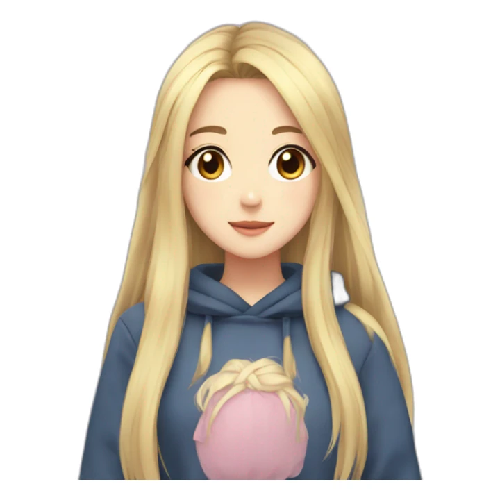 Anime girl with long hair blonde with suéter  sticker