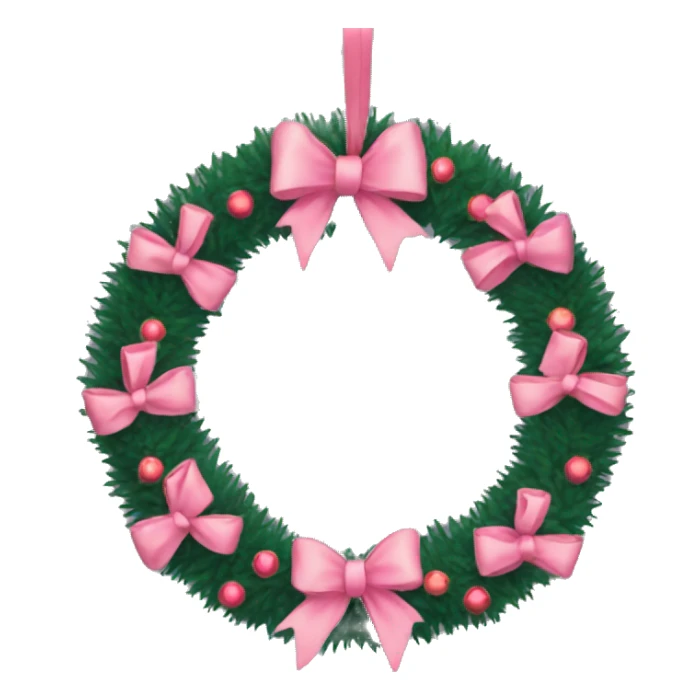 wreath with pink bows and lights christmas mood sticker