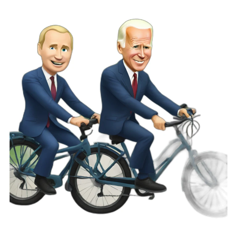 Vladmir Putin and Joe Biden riding bicycle sticker