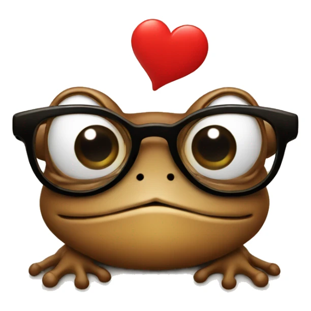 Brown frog in glasses with red hearts  sticker