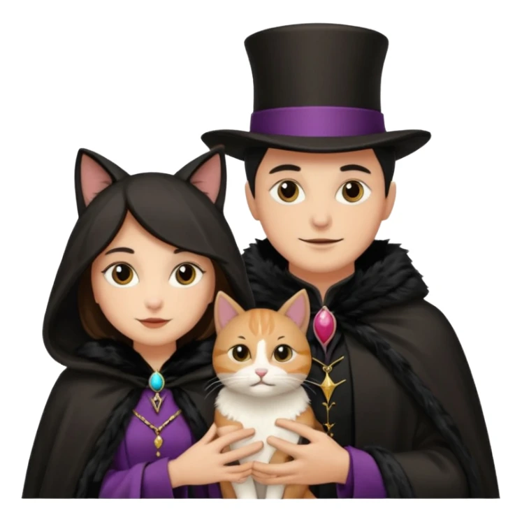 magician couple and their pet cat sticker