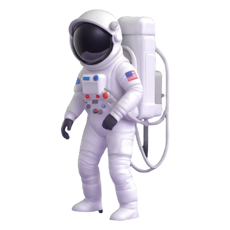 astronaut in white space suit with helmet, gloves and backpack on a planet surface sticker