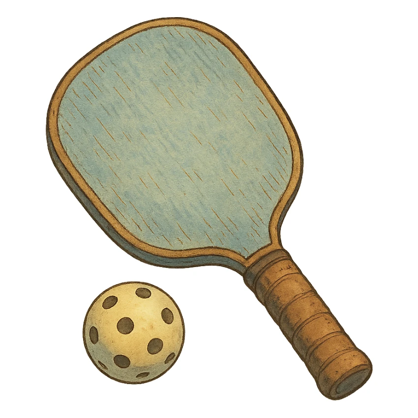 ghibli style pickleball paddle and ball sticker