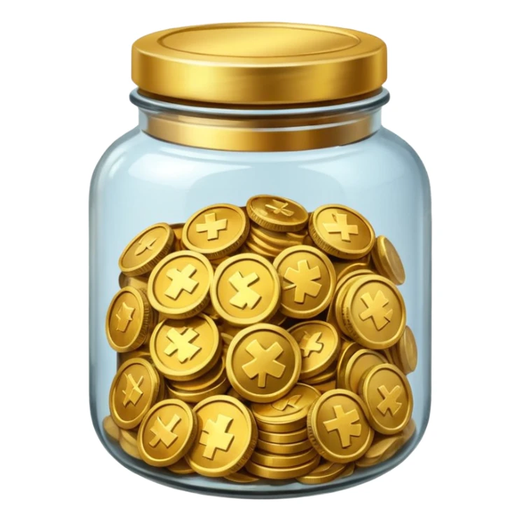 jar full of coins with nothing on them sticker