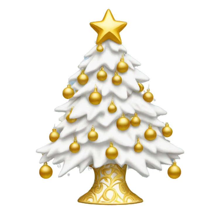 White Christmas tree with golden ornaments  sticker