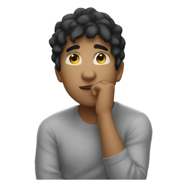 thinking with his hand on chin white young male black hair  sticker