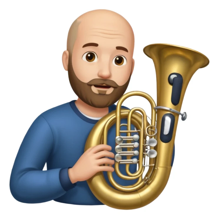 große Tuba, von gltzköpfigen bärtigem Mann gespielt sticker