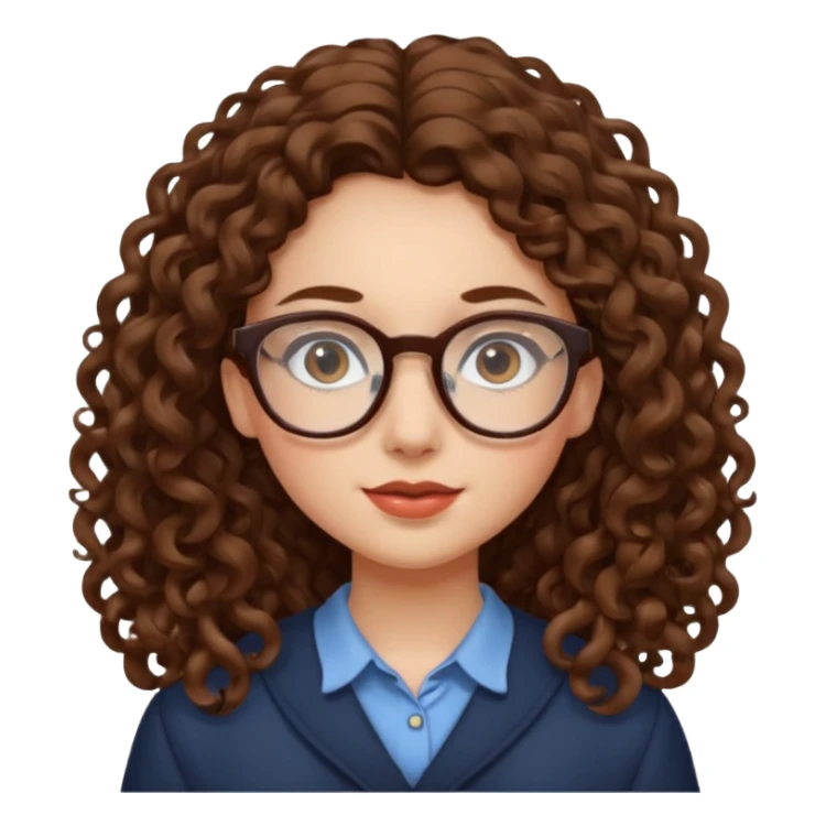 Rapariga, com óculos, cabelo castanho, aos caracóis, comprido sticker