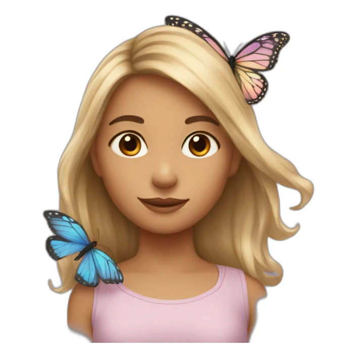 Fille avec un papillon dans les cheveux sticker