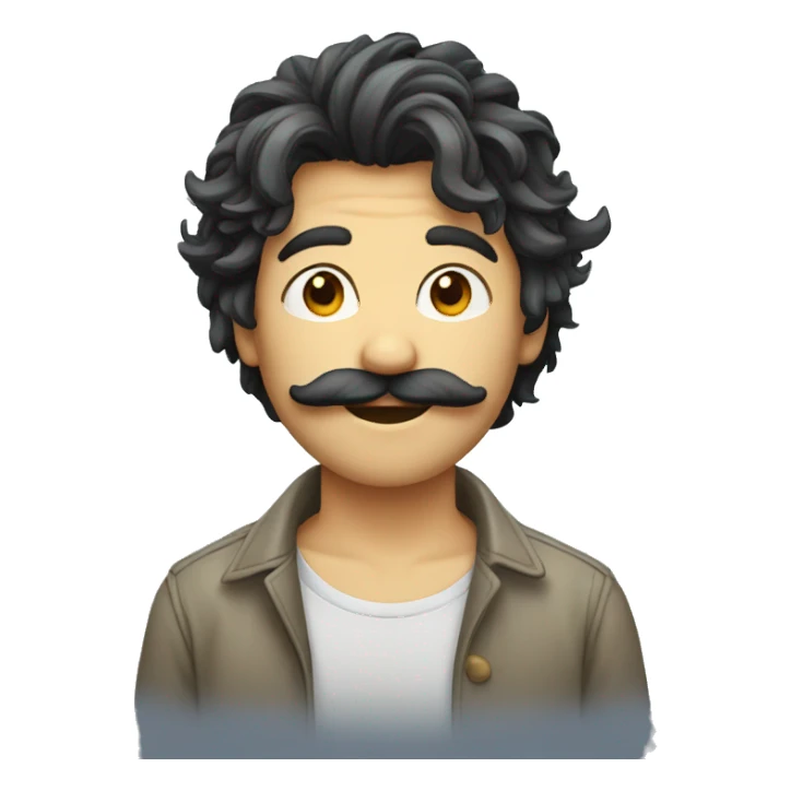 Long shaggy hair boy and moustache sticker