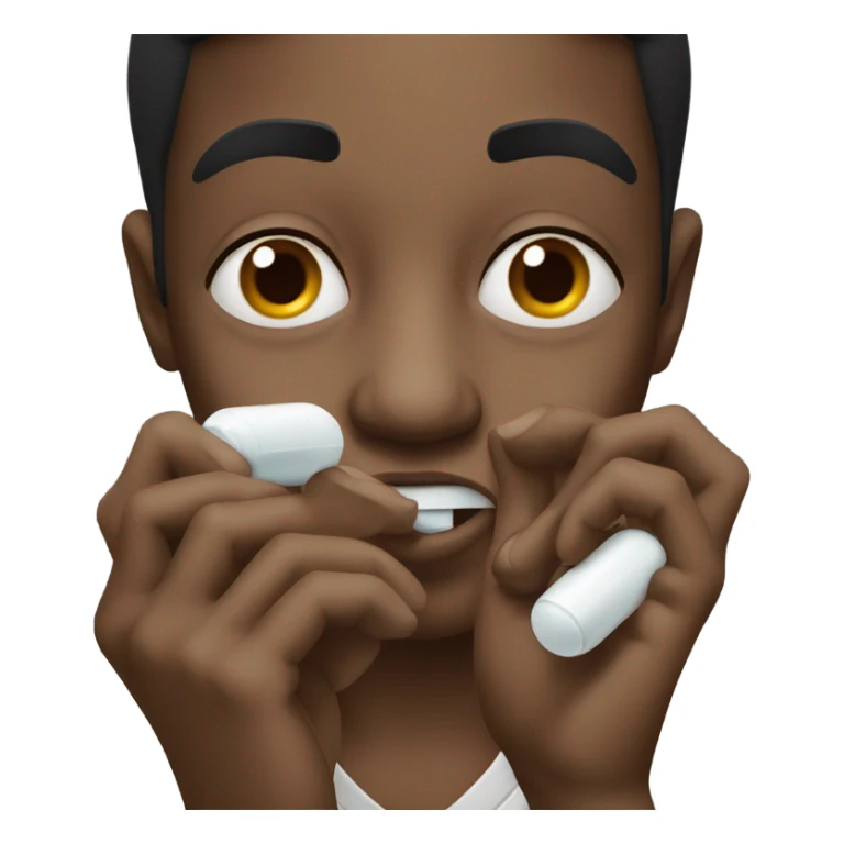 Black person eating a pill sticker