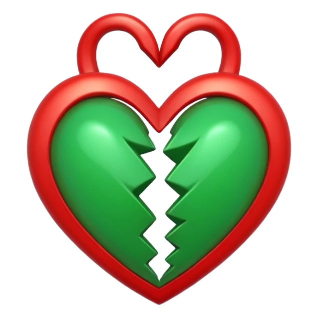 two hearts circling each other. one is red, the other is green sticker