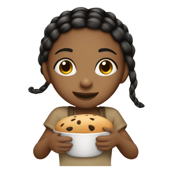 Girl that’s brown with black braids eating sticker