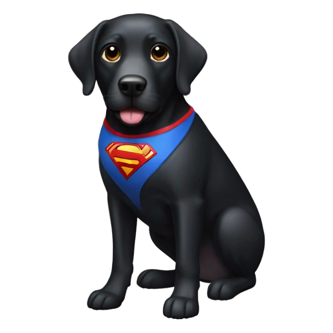 black lab wearing a superwoman mask sticker
