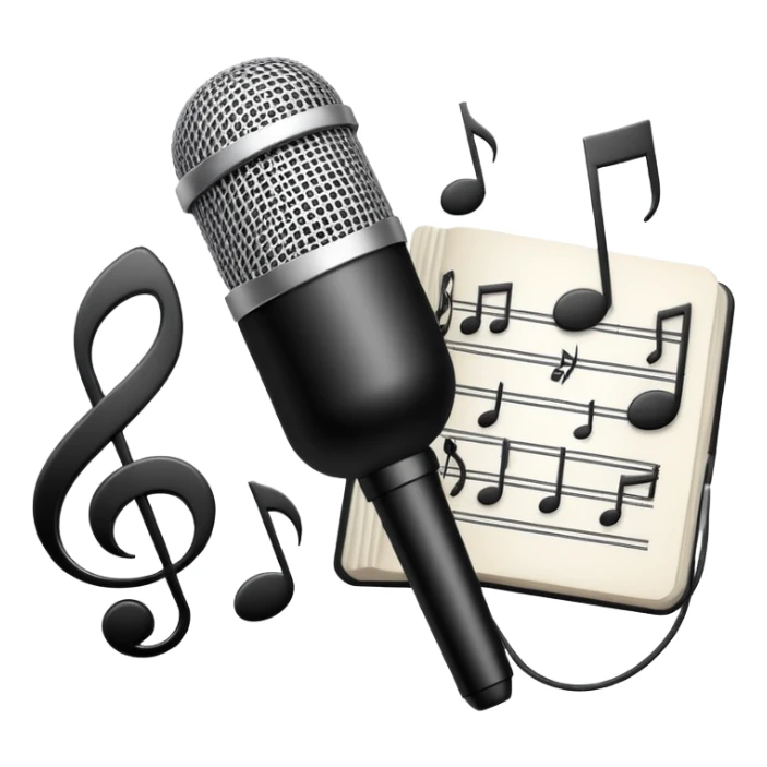 R&B music songlist icon with microphone and musical notes sticker