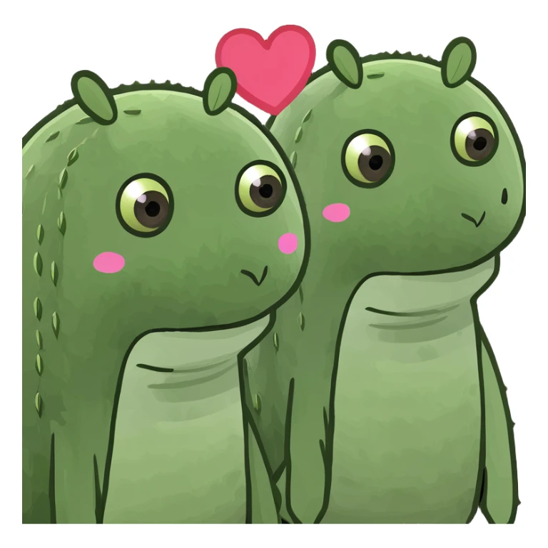 Two Happy Cactus with heart eyes in a pot sticker